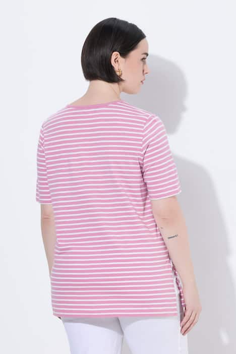 Longshirt, Ringel, A-Linie, Rundhals, Halbarm