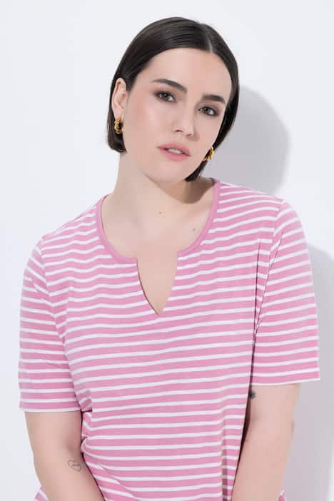 Longshirt, Ringel, A-Linie, Rundhals, Halbarm