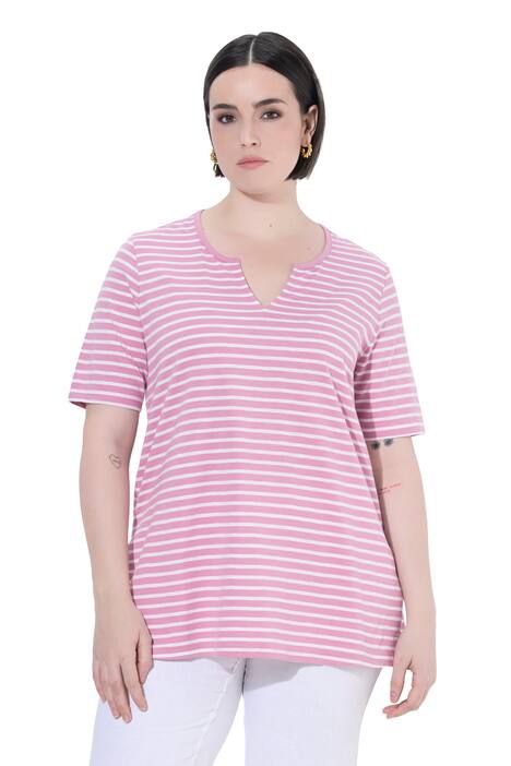 Dlouhé tričko, pruhy, A střih, kulatý výstřih, krátké rukávy