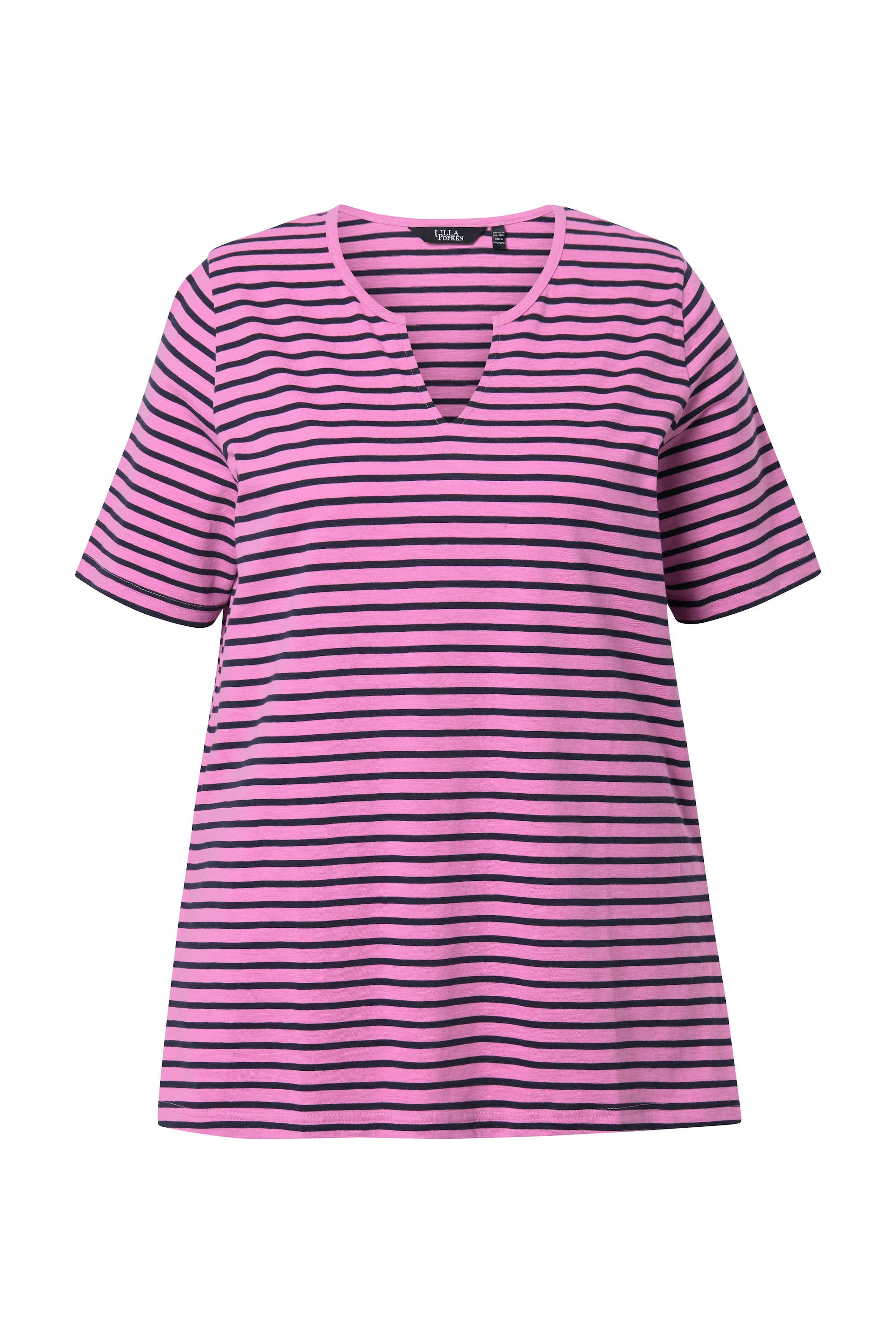 Ulla Popken Damen große Größen Longshirt Ringel A Linie Rundhals Halbarm 837972