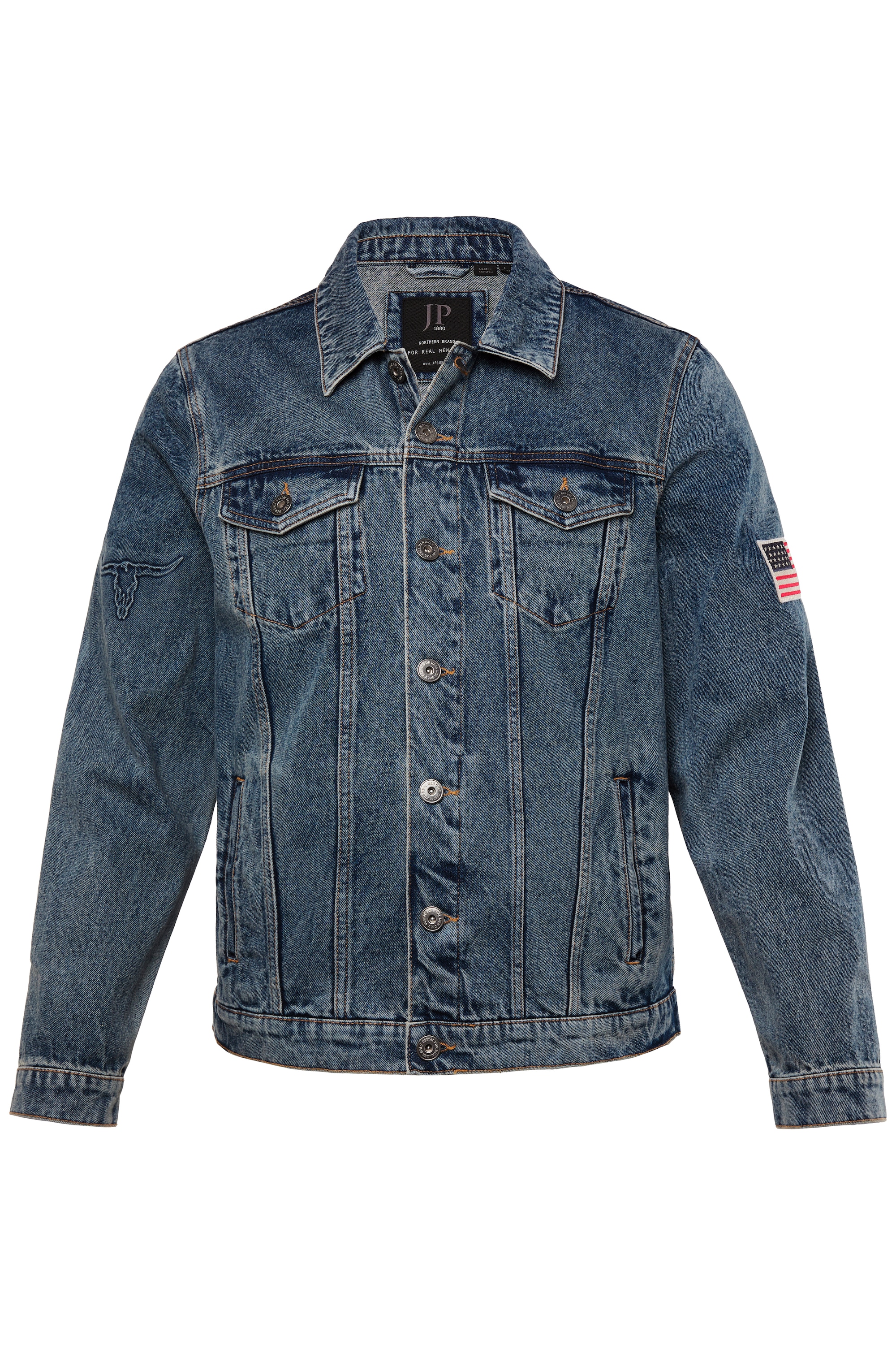 JP 1880 Herren große Größen JP 1880 Jeansjacke Badge auf der Schulter 4 Taschen