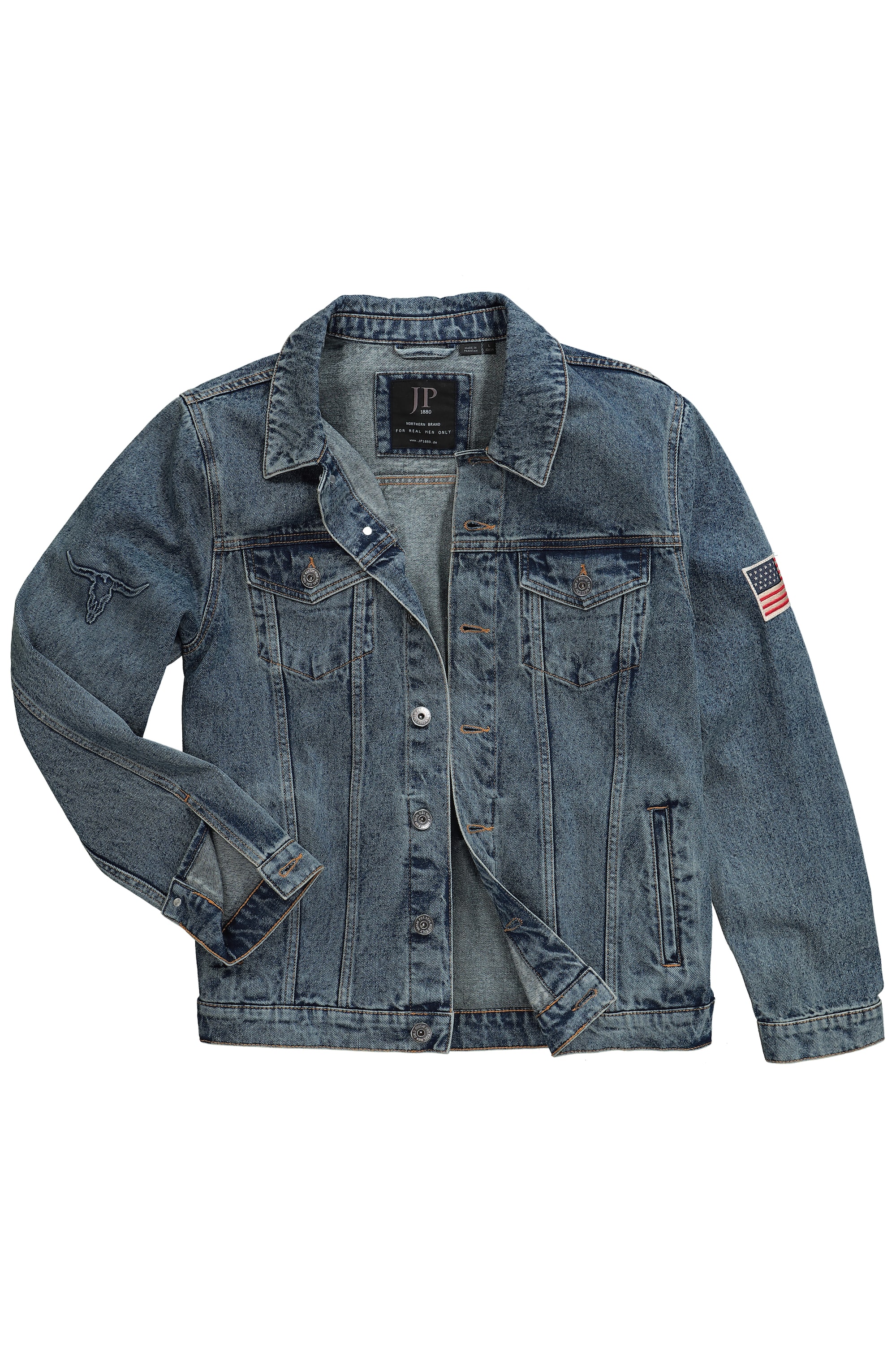 JP 1880 Herren große Größen JP 1880 Jeansjacke Badge auf der Schulter 4 Taschen