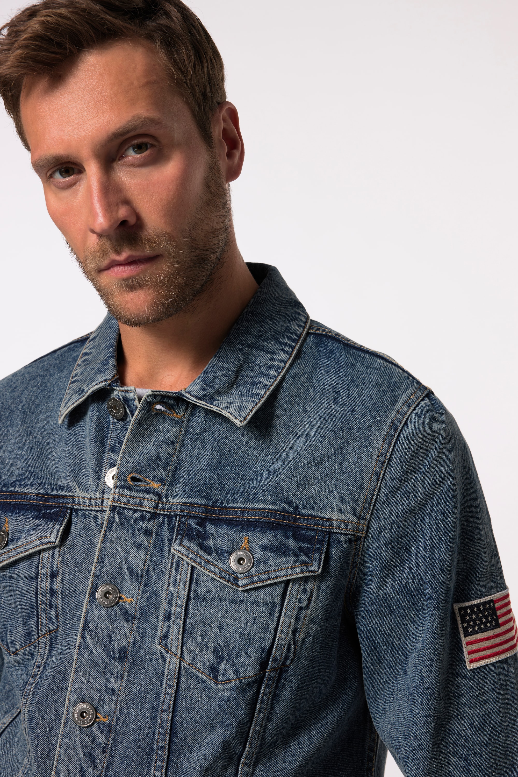 JP 1880 Herren große Größen JP 1880 Jeansjacke Badge auf der Schulter 4 Taschen