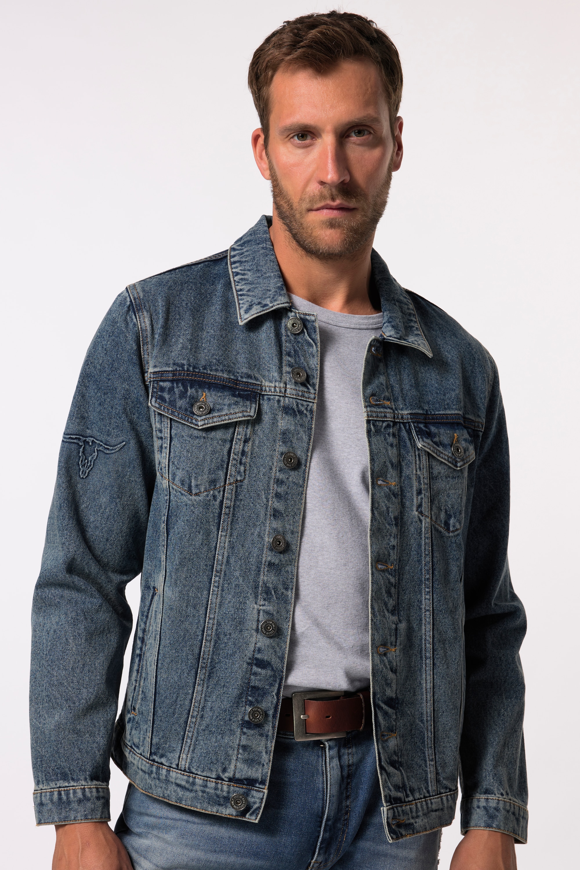JP 1880 Herren große Größen JP 1880 Jeansjacke Badge auf der Schulter 4 Taschen