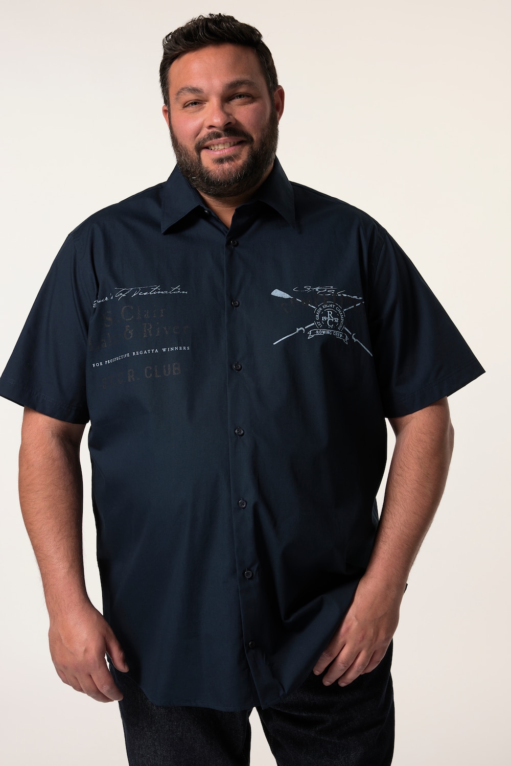 Men+ Overhemd, korte mouw, Kentkraag, print, comfort fit, tot 8 XL