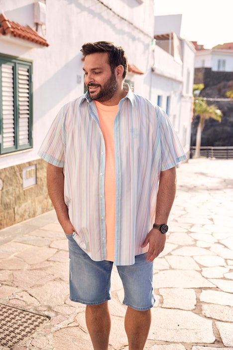 Men+ Gestreept overhemd, korte mouw, Kentkraag, comfort fit, tot 8 XL
