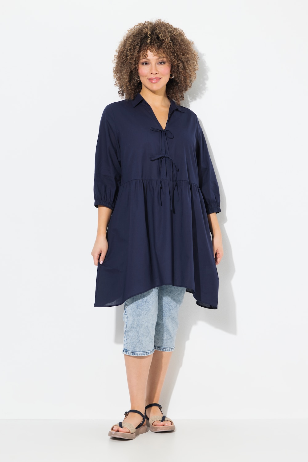 Große Größen Bluse, Damen, blau, Größe: 54/56, Baumwolle, Ulla Popken