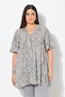 Blouse, diermotief, A-lijn, carréhals, halflange mouw