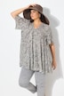 Blouse, diermotief, A-lijn, carréhals, halflange mouw