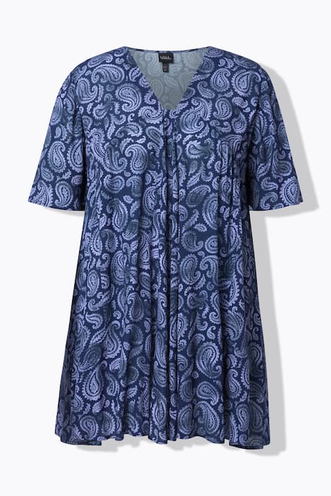 Blouse, diermotief, A-lijn, carréhals, halflange mouw