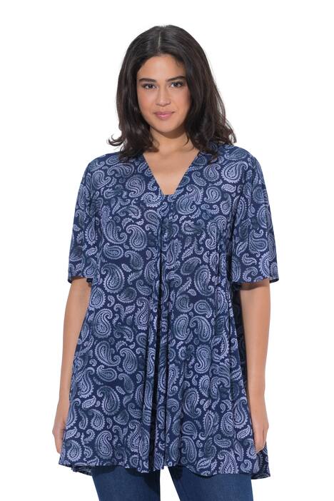 Halenka, vzor zvířete, A střih, hranatý výstřih, krátké rukávy