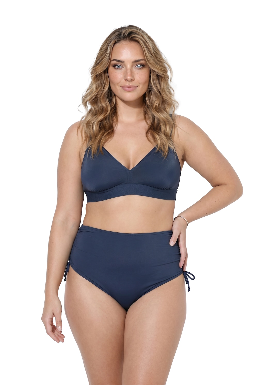 Stora storlekar Bikinitopp, Dam, blå, storlek: 48, Polyester/Elastan, Ulla Popken