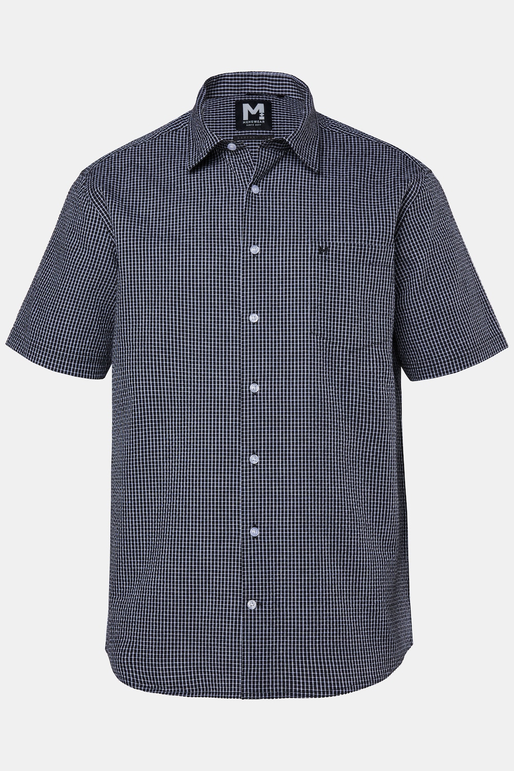 geruit overhemd, korte mouw, kentkraag, seersucker, comfort fit, tot 8XL