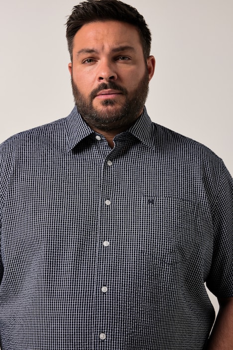 Men+ Karohemd, Halbarm, Kentkragen, Seersucker, Comfort Fit, bis 8 XL