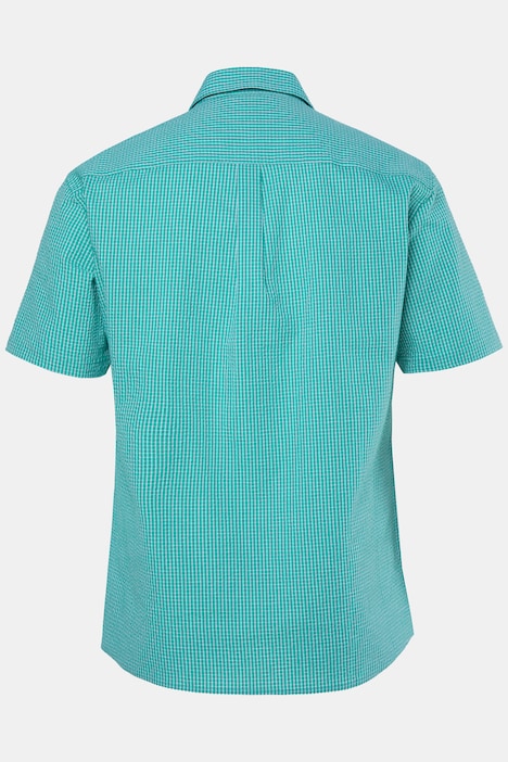geruit overhemd, korte mouw, kentkraag, seersucker, comfort fit, tot 8XL