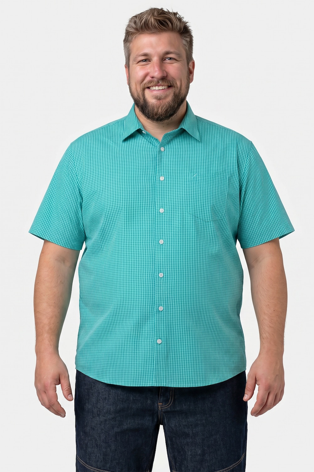 Karohemd, Halbarm, Kentkragen, Seersucker, Comfort Fit, bis 8 XL