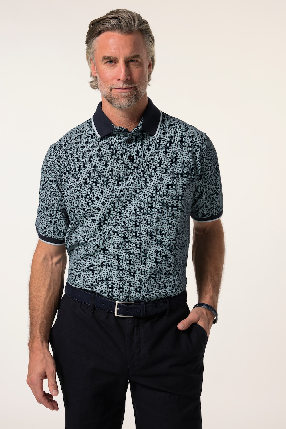Boston Park, Poloshirt, Halbarm, Alloverprint, bis 84/86