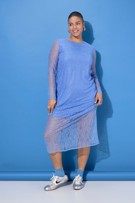 Midikleid, Slim Shape, Spitze, Langarm