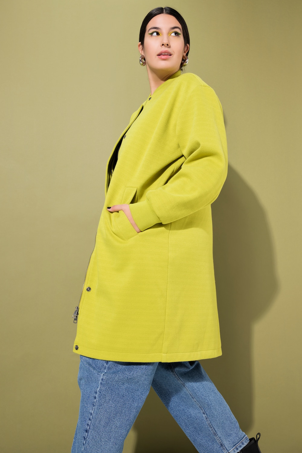 Große Größen Long-Bomberjacke, Damen, grün, Größe: 58/60, Polyester, Studio Untold