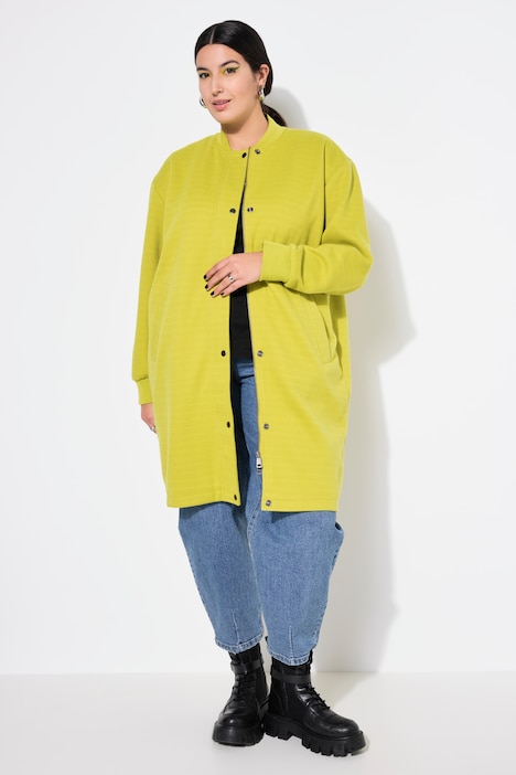 Long-Bomberjacke, oversized, Collegekragen