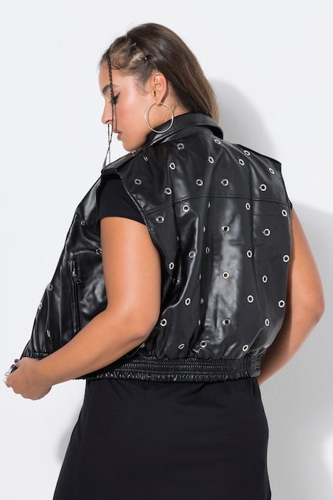 Fakeleder-Weste, cropped Boxy Shape, Zier-Ösen