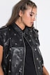 Fakeleder-Weste, cropped Boxy Shape, Zier-Ösen