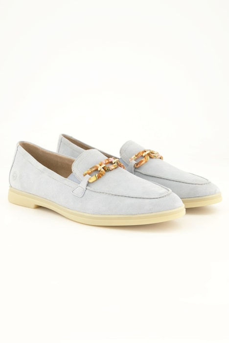 Leder-Loafer, Zierspange, Weite F