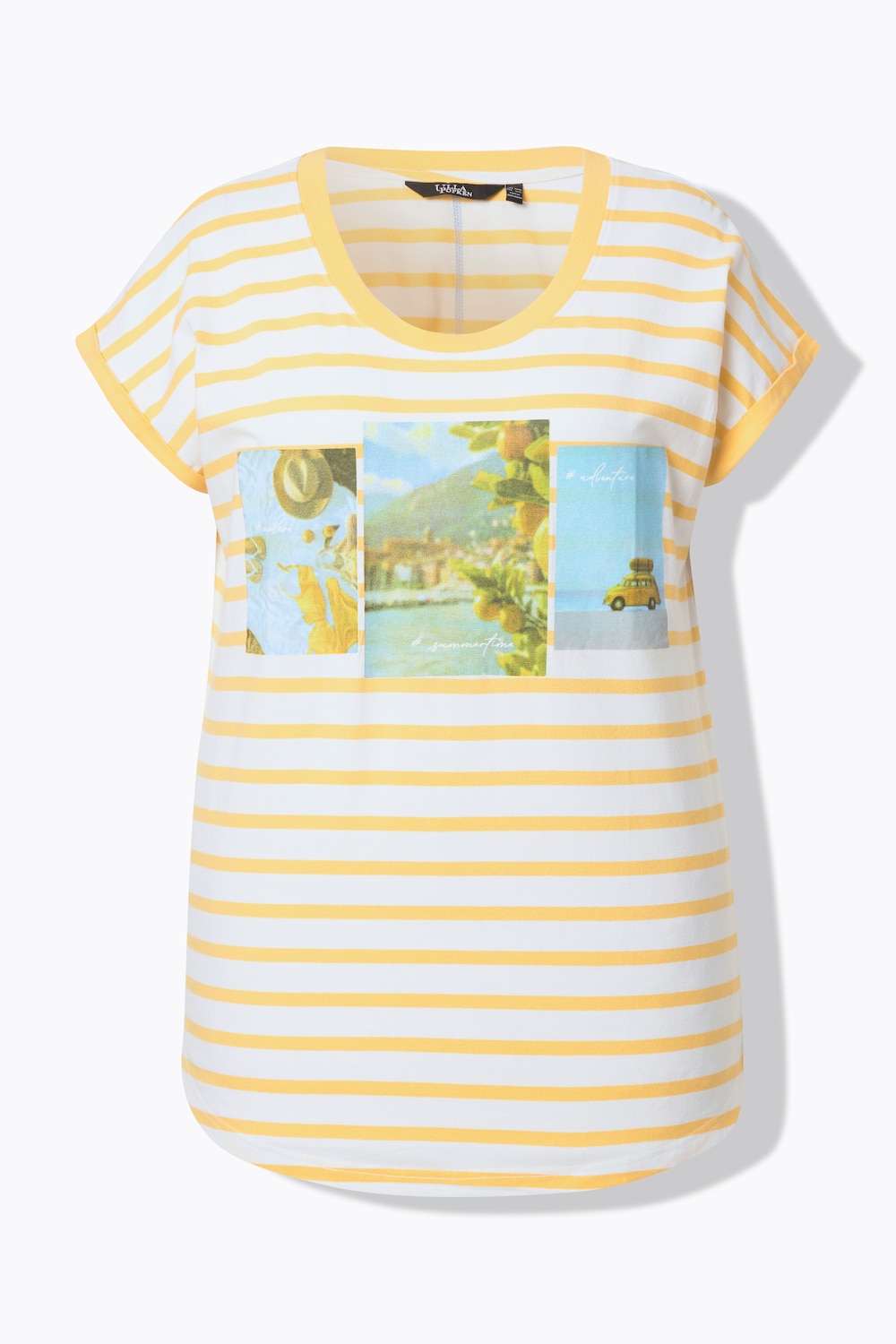 Stora storlekar T-shirt, Dam, gul, storlek: 58/60, Bomull, Ulla Popken