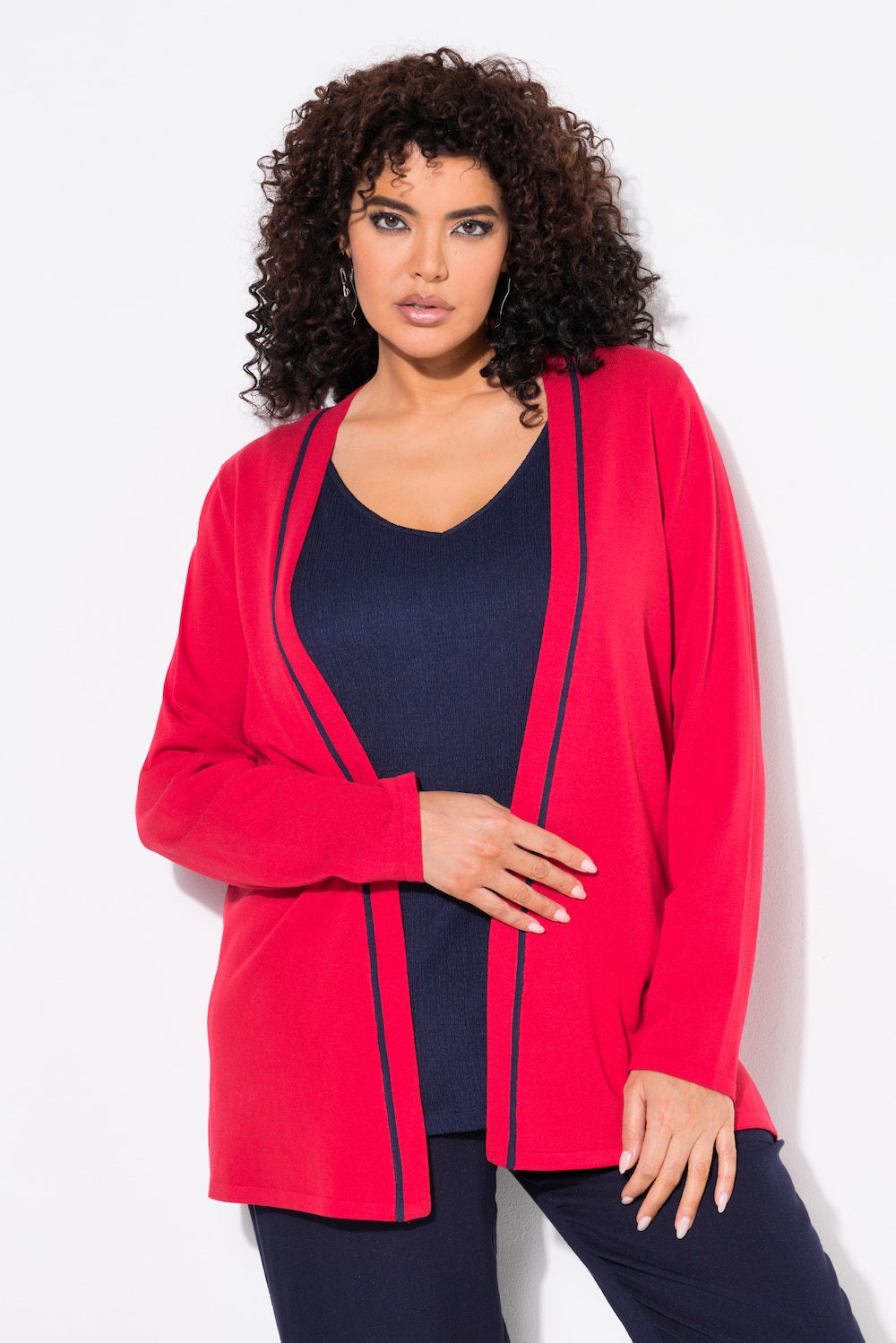 Große Größen Strickjacke, Damen, rot, Größe: 50/52, Viskose/Synthetische Fasern, Ulla Popken
