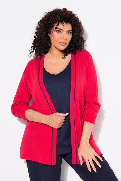 Contrast Piping Open Shape Cardigan