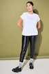 Pantalon en simili, coupe Mom, surpiqûre