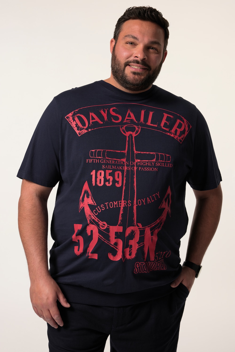 Men+ T-Shirt, Halbarm, Bauchfit, Print, Rundhals, bis 8 XL