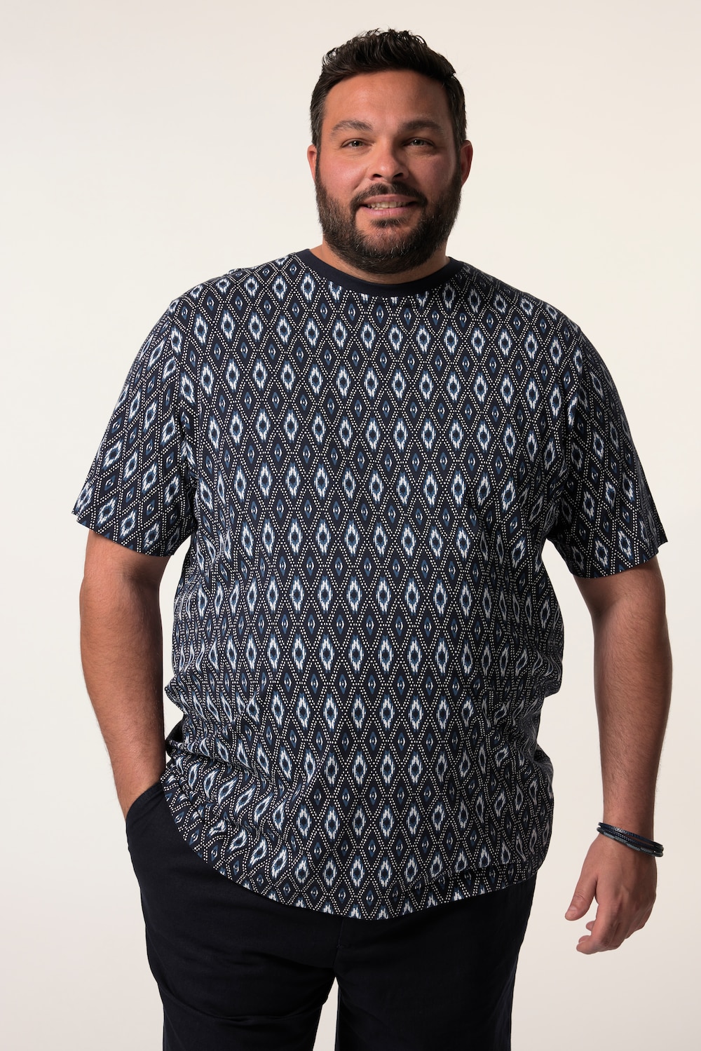 Men+ T-Shirt, Halbarm, Allover-Print, Rundhals, bis 8 XL