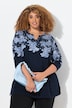 Longshirt, bedruckt, A-Linie, Tunika-Ausschnitt, 3/4-Arm