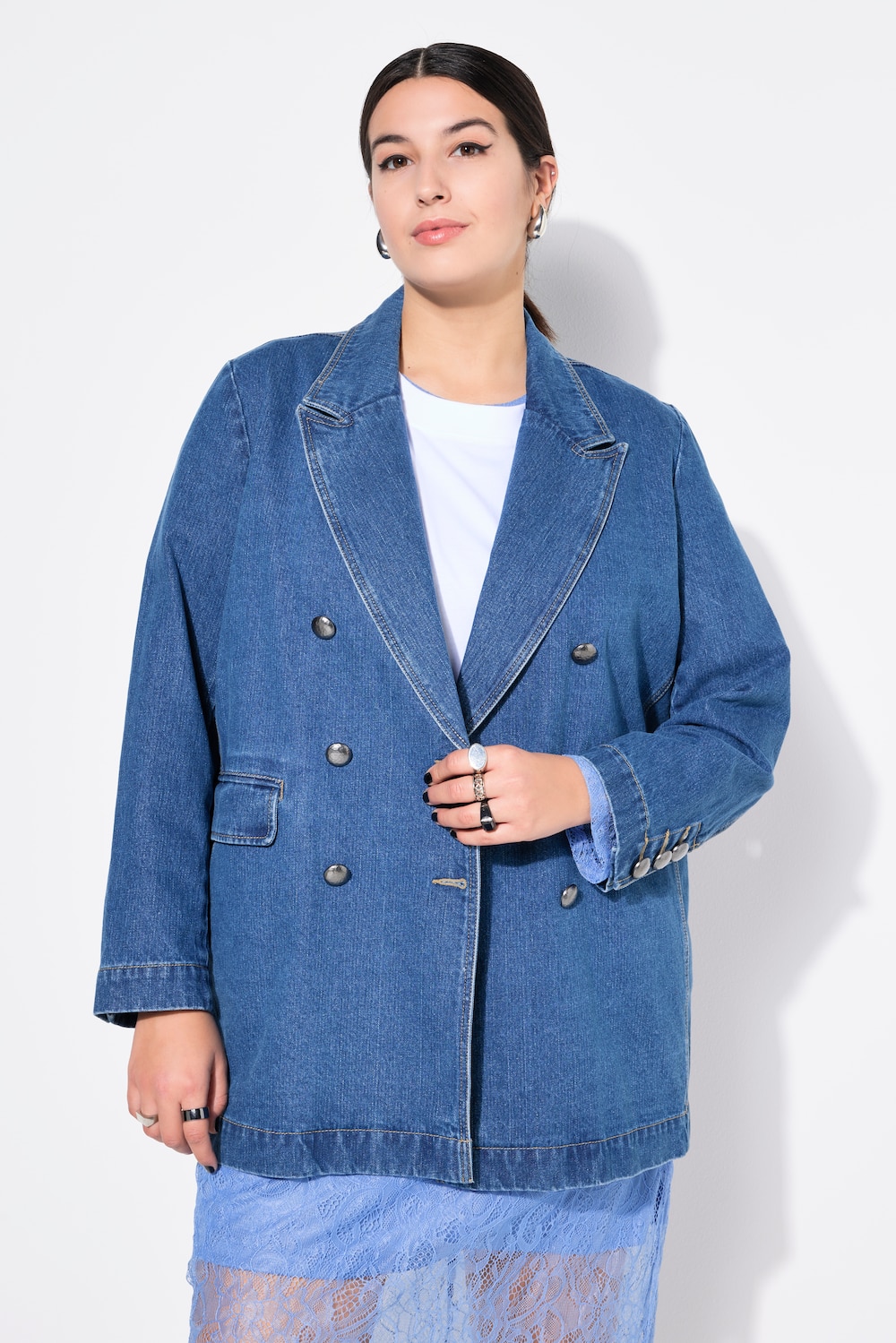 Große Größen Blazer, Damen, blau, Größe: 54/56, Baumwolle, Studio Untold