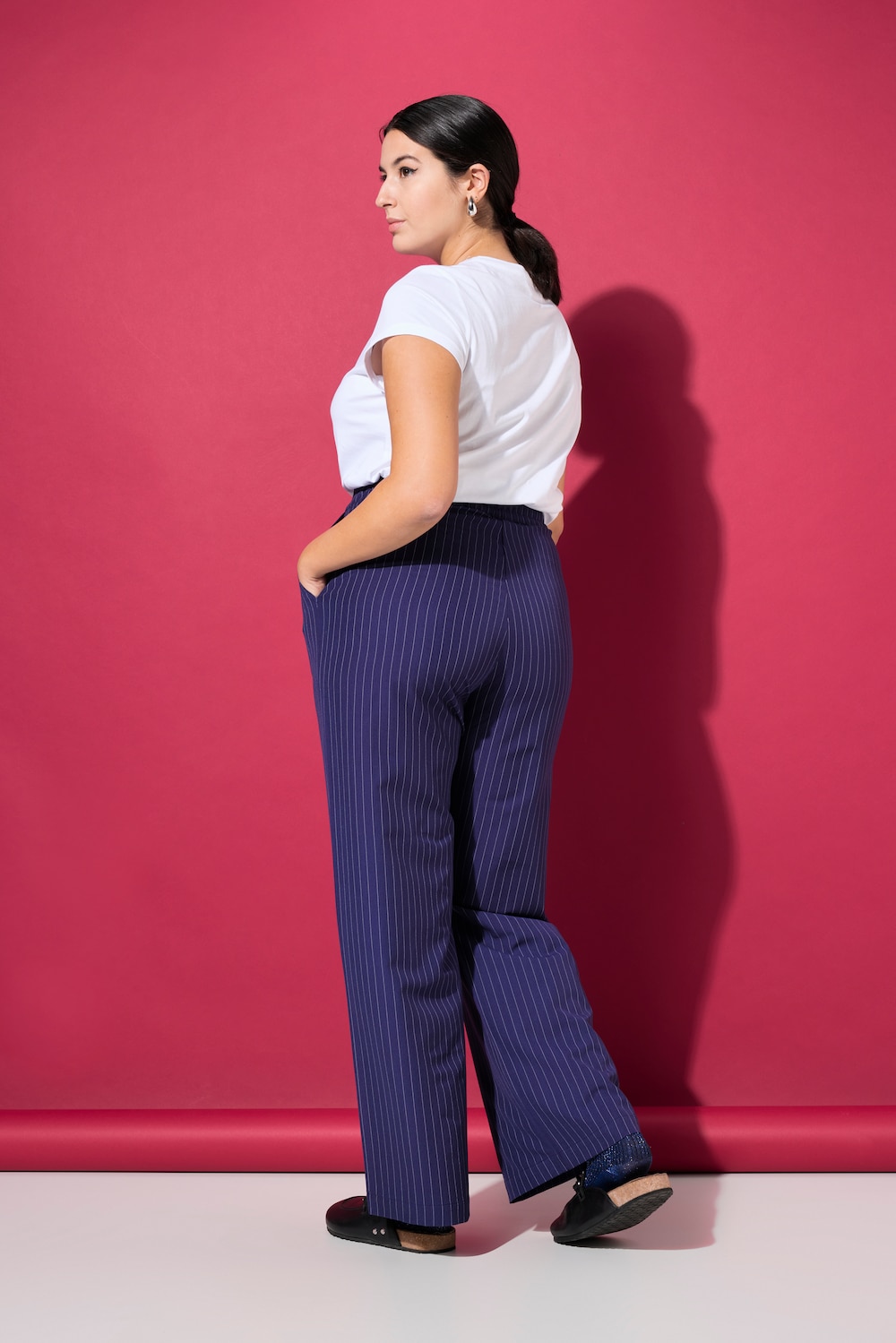 Stora storlekar Byxa, Dam, blå, storlek: 56, Polyester/Viskos, Studio Untold