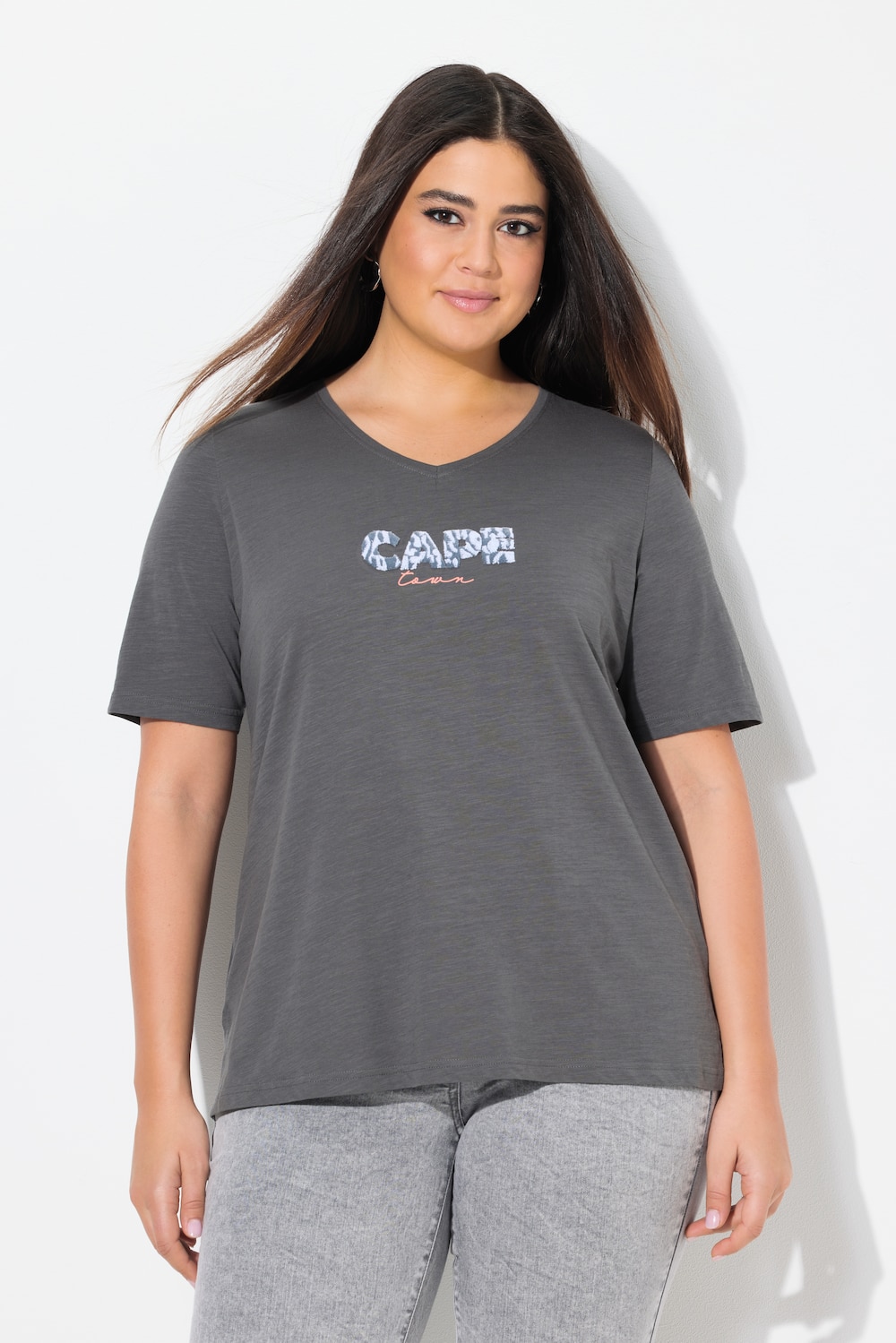 Große Größen T-Shirt, Damen, grau, Größe: 54/56, Baumwolle, Ulla Popken