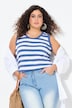 Top, strepen, ribjersey, ronde hals, mouwloos