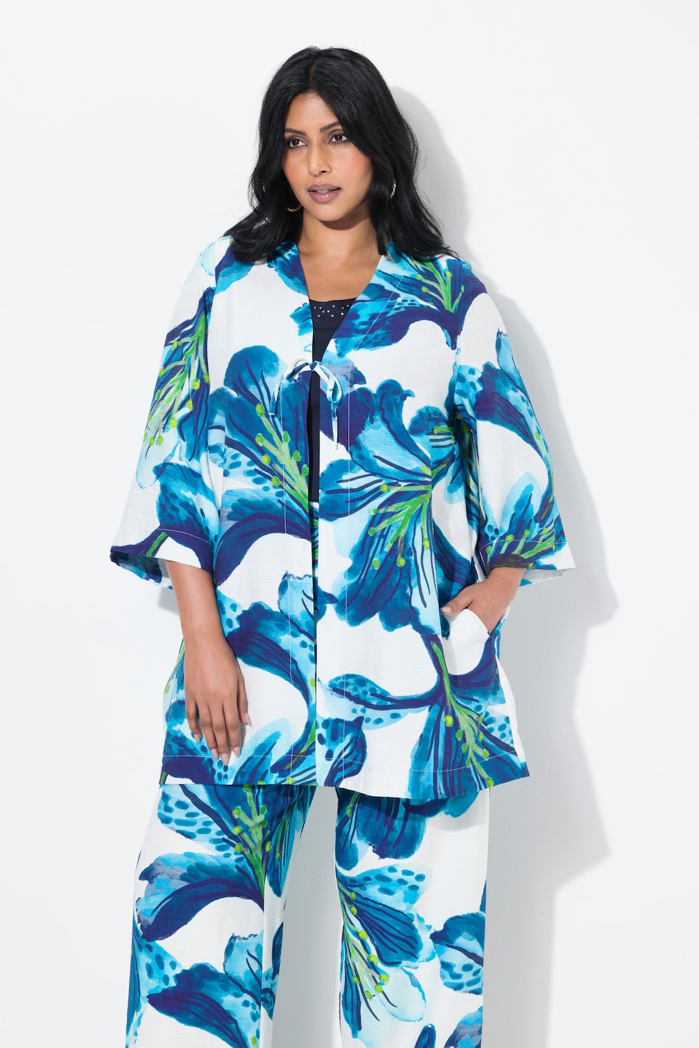 Große Größen Jacke, Damen, blau, Größe: 42/44, Viskose/Synthetische Fasern, Ulla Popken