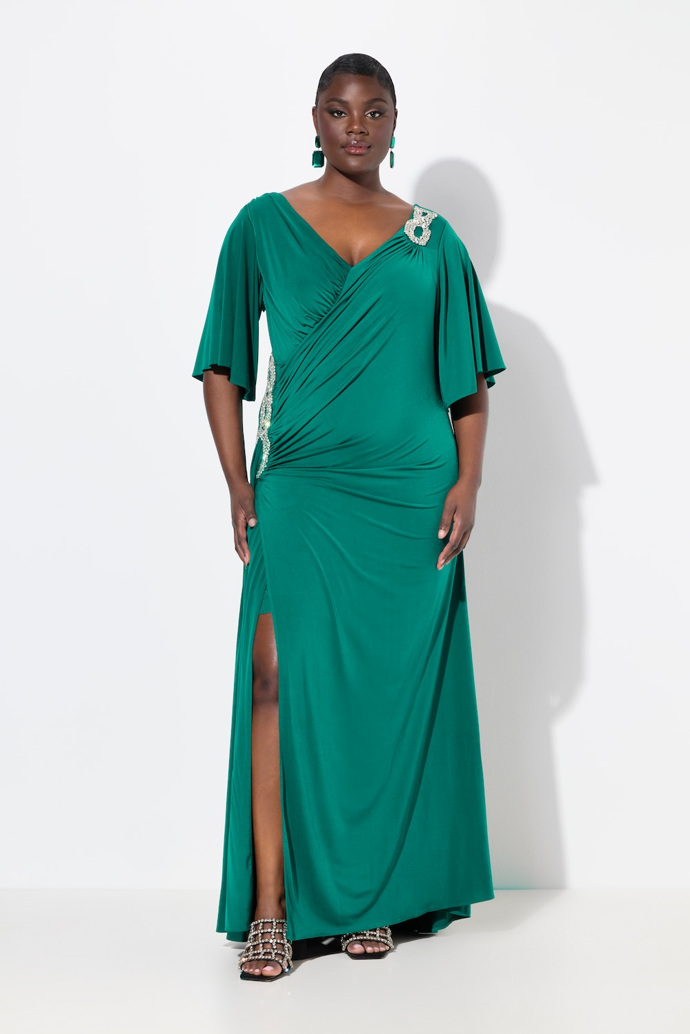 Große Größen Maxikleid, Damen, grün, Größe: 60, Polyester/Viskose, Ulla Popken