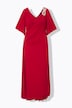 Maxi-jurk, drapering, siergespen, klokmouwen