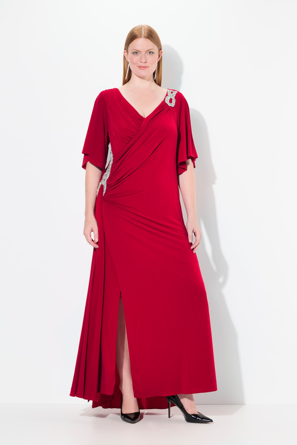 Thumbnail - Große Größen Maxikleid, Damen, rot, Größe: 54, Polyester/Viskose, Ulla Popken