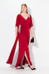 Maxi-jurk, drapering, siergespen, klokmouwen