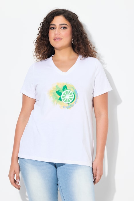 T-Shirt, Limonen, A-Linie, V-Ausschnitt, Halbarm