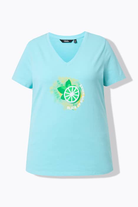 T-Shirt, Limonen, A-Linie, V-Ausschnitt, Halbarm
