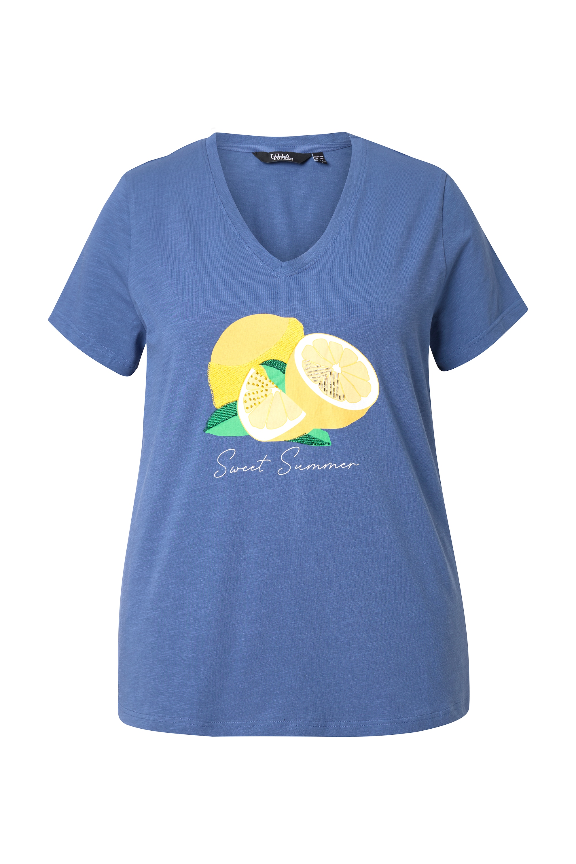 Ulla Popken Damen große Größen T Shirt Limonen A Linie V Ausschnitt