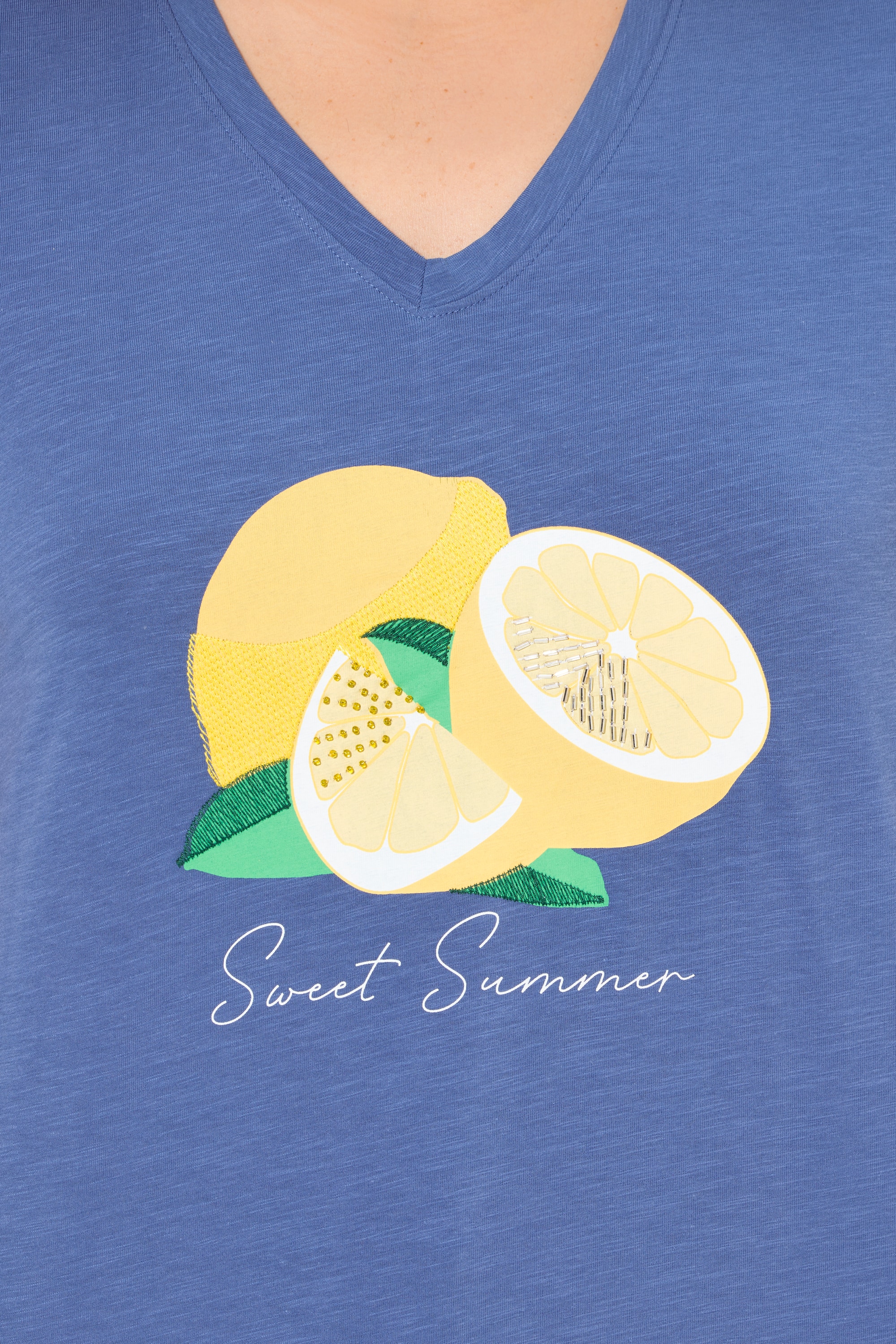 Ulla Popken Damen große Größen T Shirt Limonen A Linie V Ausschnitt