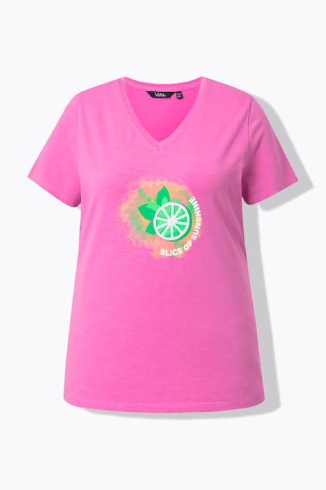 T-Shirt, Limonen, A-Linie, V-Ausschnitt, Halbarm