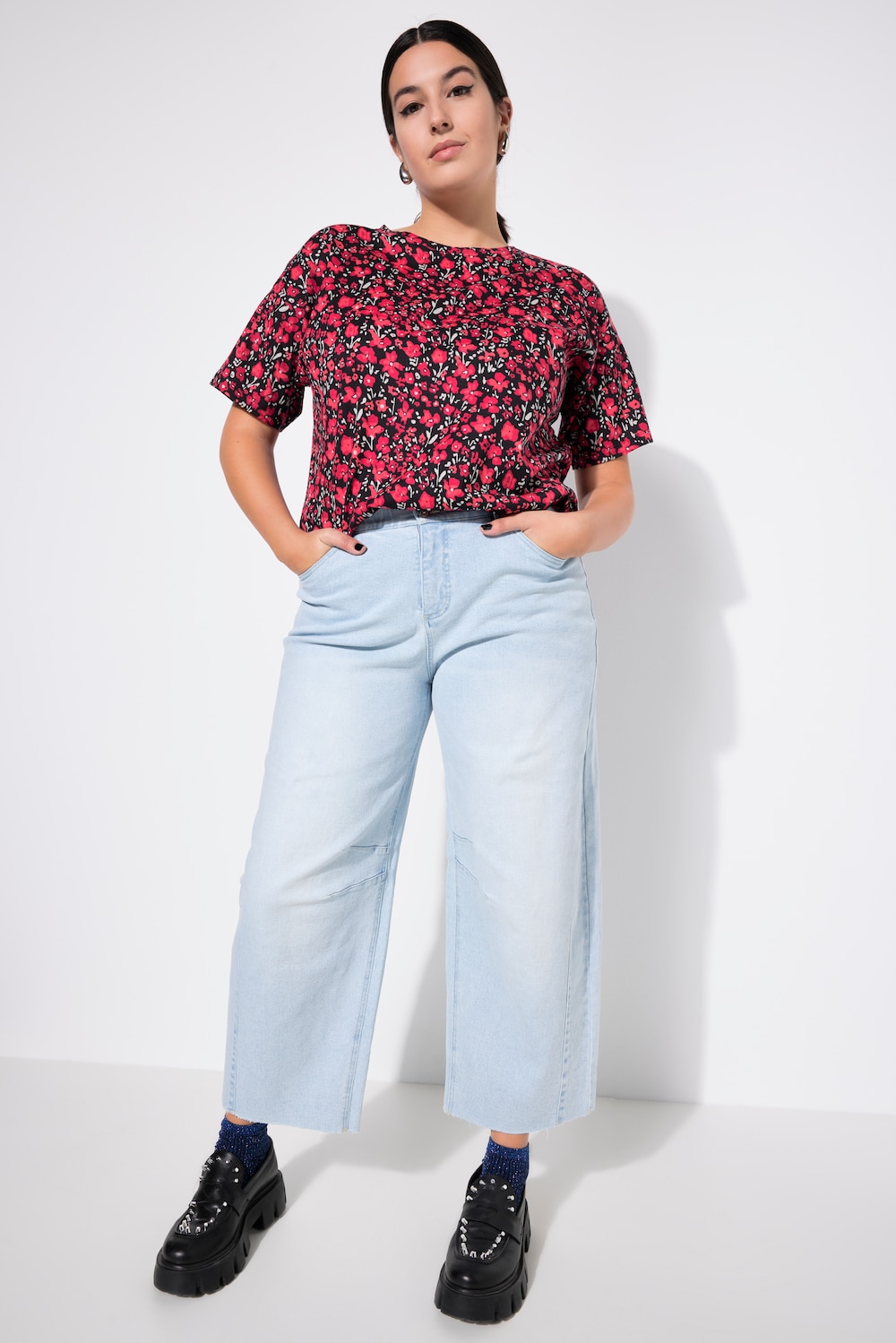 Große Größen Barrel-Jeans, Damen, blau, Größe: 50, Baumwolle, Studio Untold