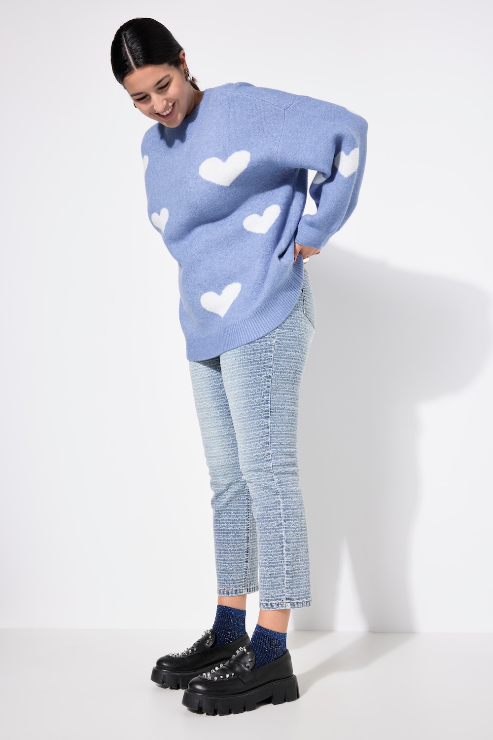 Große Größen Mom-Jeans, Damen, blau, Größe: 52, Baumwolle/Polyester, Studio Untold